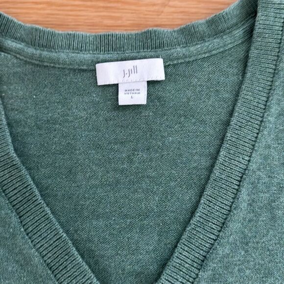J. Jill Womens Green Knit Blouse Sz Large Silk Wool Casual Neutral Everydaywear - Picture 6 of 8